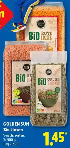 Lidl GOLDEN SUN Bio Linsen Angebot