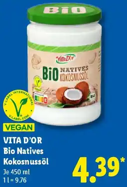 Lidl VITA D'OR Bio Natives Kokosnussöl Angebot