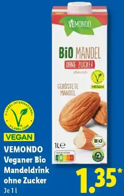 Lidl Veganer Bio Mandeldrink ohne Zucker Angebot