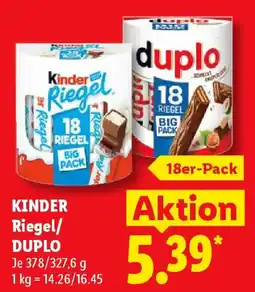 Lidl KINDER Riegel/DUPLO Angebot