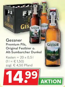 Getränkeland Gessner Premium Pils, Original Festbier o. Alt-Sumbarcher Dunkel Angebot