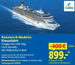Lidl Costa Kanaren & Madeira Kreuzfahrt Angebot