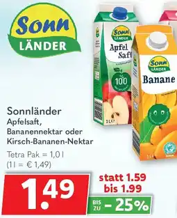 Getränkeland Sonnländer Apfelsaft, Bananennektar oder Kirsch-Bananen-Nektar Angebot