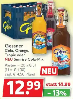 Getränkeland Gessner Cola, Orange, Tropic oder NEU Sunrise Cola-Mix Angebot