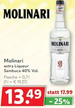 Getränkeland Molinari extra Liqueur Sambuca Angebot