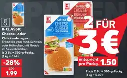 Kaufland K-CLASSIC Cheese- oder Chickenburger Angebot