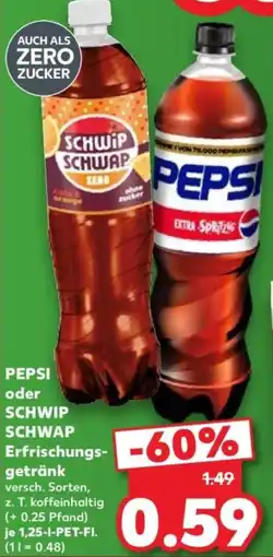 Kaufland PEPSI oder SCHWIP SCHWAP Erfrischungsgetränk Angebot