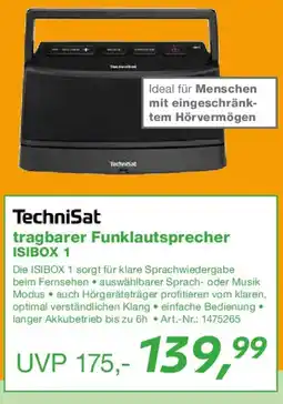 EP TechniSat tragbarer Funklautsprecher ISIBOX 1 Angebot