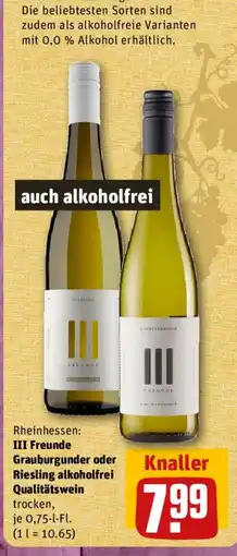 nahkauf III Freunde Grauburgunder oder Riesling alkoholfrei Angebot