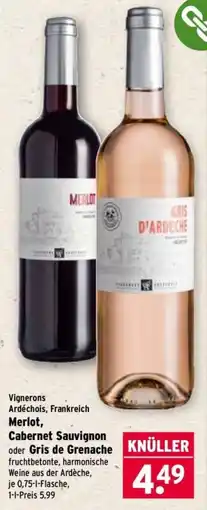 Wasgau Vignerons Ardéchois Merlot, Cabernet Sauvignon oder Gris de Grenache Angebot