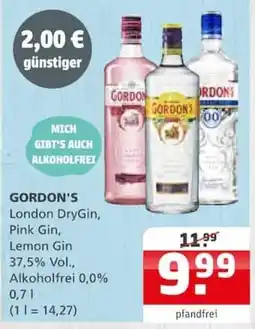 Getränke Quelle GORDON'S London Dry Gin, Pink Gin, Lemon Gin Angebot