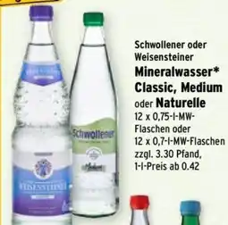 Wasgau Schwollener oder Weisensteiner Mineralwasser* Classic, Medium oder Naturelle Angebot