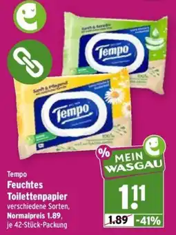 Wasgau Tempo Feuchtes Toilettenpapier Angebot