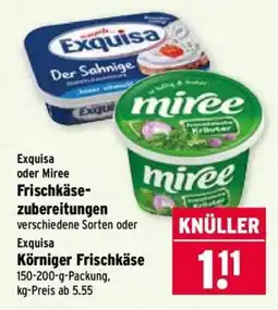 Wasgau Exquisa oder Miree Frischkäsezubereitungen Angebot