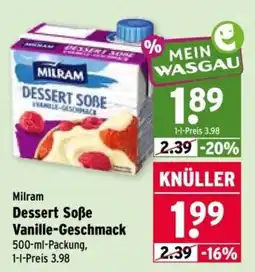 Wasgau Milram Dessert Soße Vanille-Geschmack Angebot