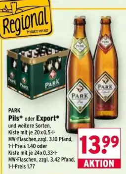 Wasgau PARK Pils* oder Export* Angebot