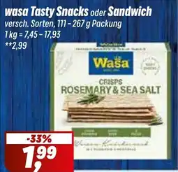 Simmel wasa Tasty Snacks oder Sandwich Angebot