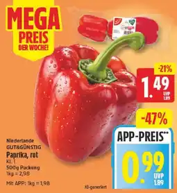 NP Discount Niederlande GUT&GÜNSTIG Paprika, rot Angebot