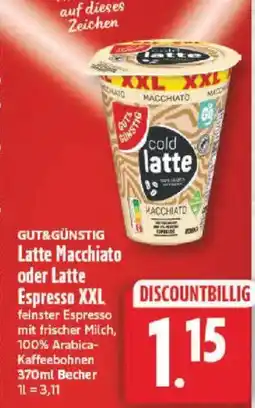 NP Discount GUT&GÜNSTIG Latte Macchiato oder Latte Espresso XXL Angebot