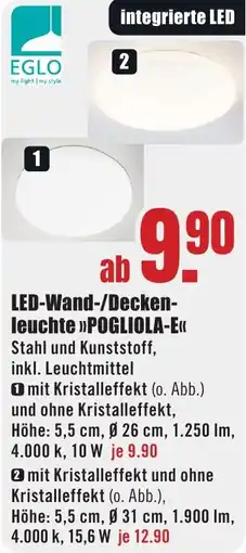 B1 Discount Baumarkt EGLO LED-Wand-/Deckenleuchte POGLIOLA-E Angebot
