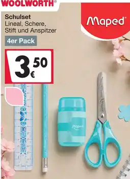 Woolworth Schulset Lineal, Schere, Stift und Anspitzer Maped Angebot