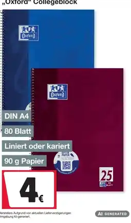 Woolworth Oxford Collegeblock Angebot