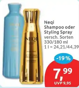 Budni Neqi Shampoo oder Styling Spray Angebot