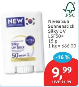 Budni Nivea Sun Sonnenstick Silky UV Angebot