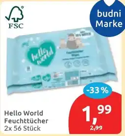 Budni Hello World Feuchttücher Angebot