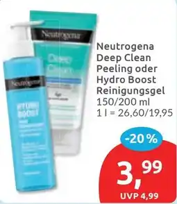 Budni Neutrogena Deep Clean Peeling oder Hydro Boost Reinigungsgel Angebot