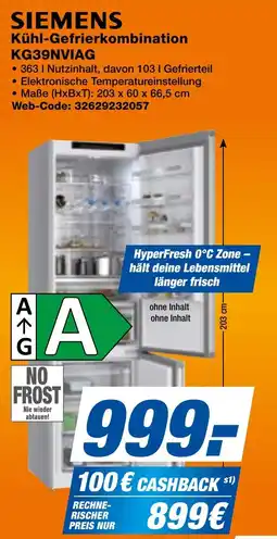 expert Techno Land SIEMENS Kühl-Gefrierkombination KG39NVIAG Angebot