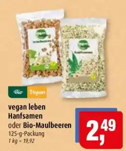 Markant vegan leben Hanfsamen oder Bio-Maulbeeren Angebot