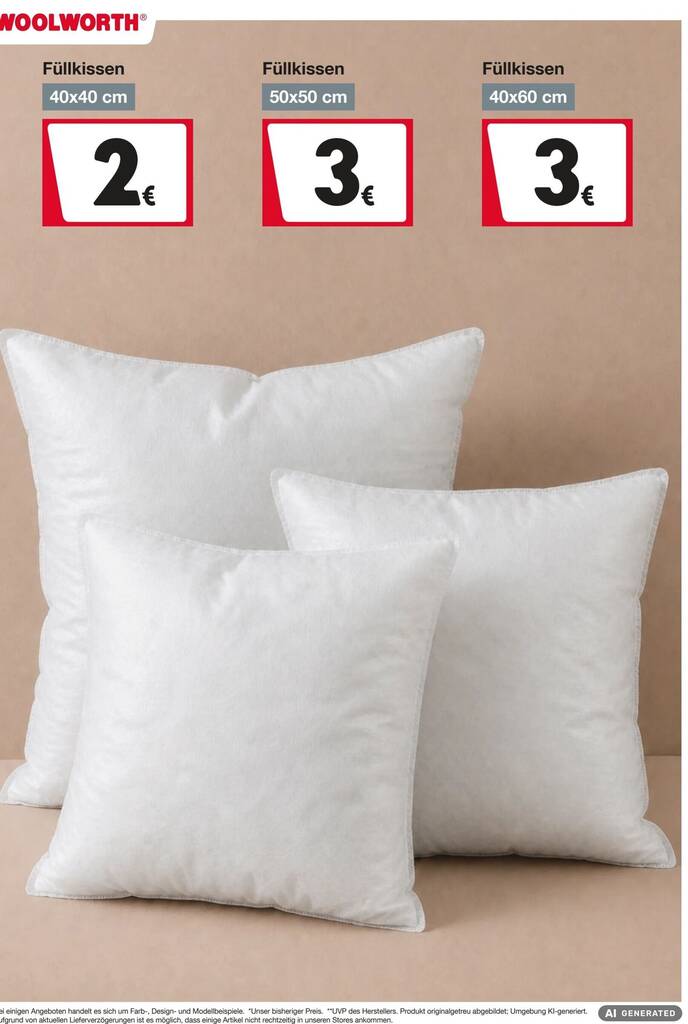Füllkissen Angebot bei Woolworth