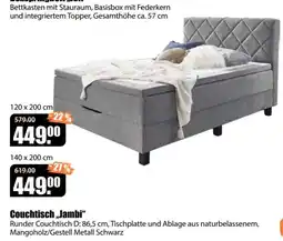 V Baumarkt Bett mit Stauraum, Basisbox mit Federkern und integriertem Topper Angebot