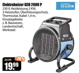 V Baumarkt Elektroheizer GEH 2000 P GÜDE Angebot
