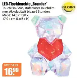 V Baumarkt GLOBO LED-Tischleuchte „Brondar“ Angebot