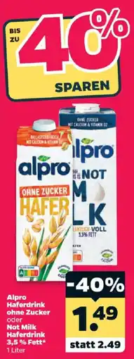 Netto Alpro Haferdrink ohne Zucker oder Not Milk Haferdrink Angebot