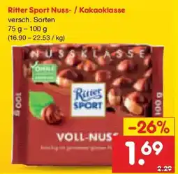 Netto Marken-Discount Ritter Sport Nuss- / Kakaoklasse Angebot