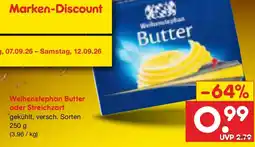 Netto Marken-Discount Weihenstephan Butter oder Streichzart Angebot