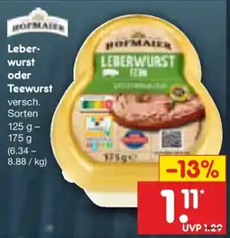 Netto Marken-Discount Leberwurst oder Teewurst Angebot