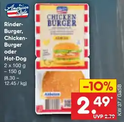 Netto Marken-Discount American Style Rinder- Burger, Chicken- Burger oder Hot-Dog Angebot