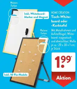 Aldi Süd HOME CREATION Tisch-Whiteboard oder -Korktafel Angebot