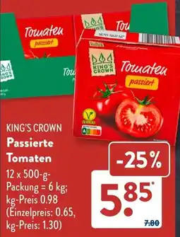 Aldi Süd KING'S CROWN Passierte Tomaten Angebot