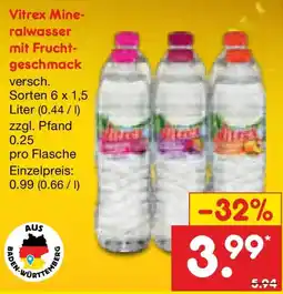 Netto Marken-Discount Vitrex Mineralwasser mit Fruchtgeschmack Angebot