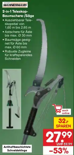 Netto Marken-Discount MANNESMANN 2-in-1 Teleskop Baumschere/Säge Angebot