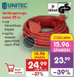 Netto Marken-Discount UNITEC Verlängerungskabel 25 m Angebot