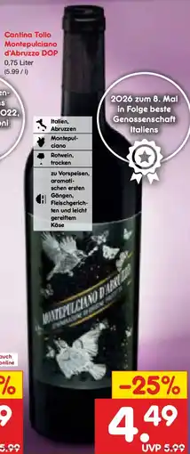 Netto Marken-Discount Cantina Tollo Montepulciano d'Abruzzo DOP Angebot