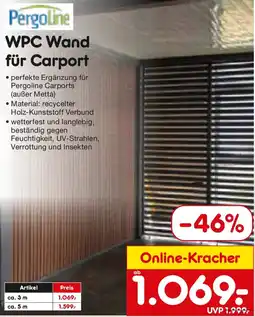 Netto Marken-Discount Pergoline WPC Wand für Carport Angebot