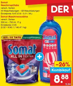 Netto Marken-Discount Somat Geschirrspültabs oder Somat Maschinenzusätze Angebot