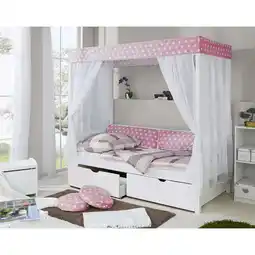 Netto Marken-Discount TiCAA Himmelbett Rosa 310 Kiefer Weiß (Rosa/Weiß Stern) Angebot